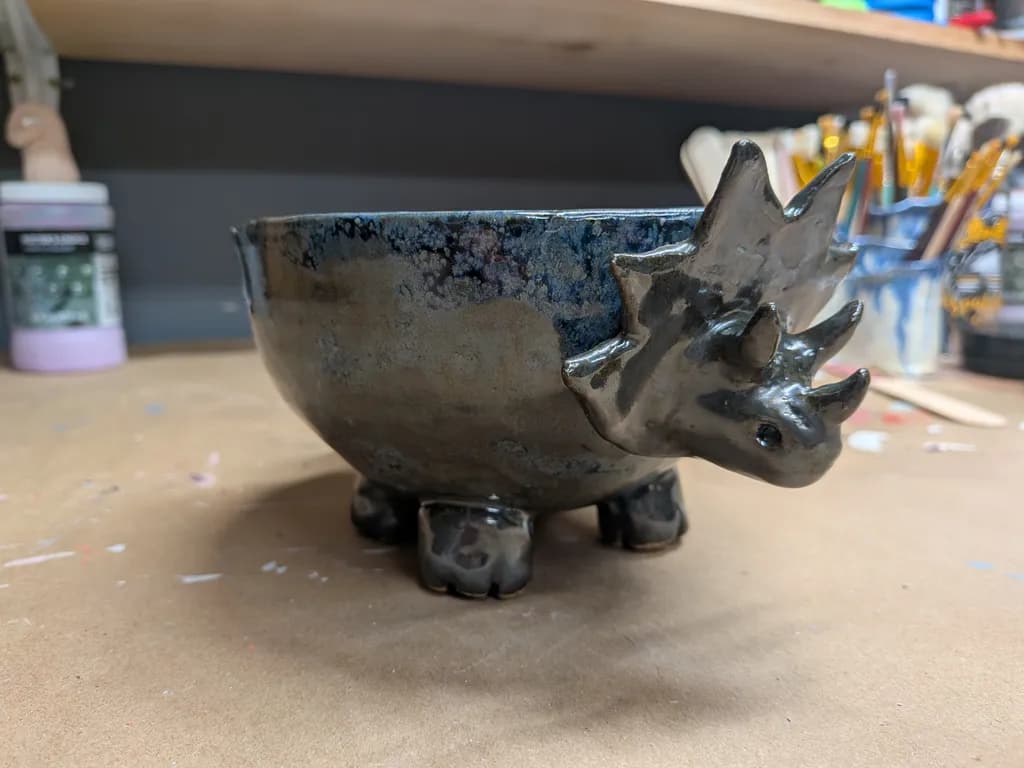 Triceratops Bowl Sculpture