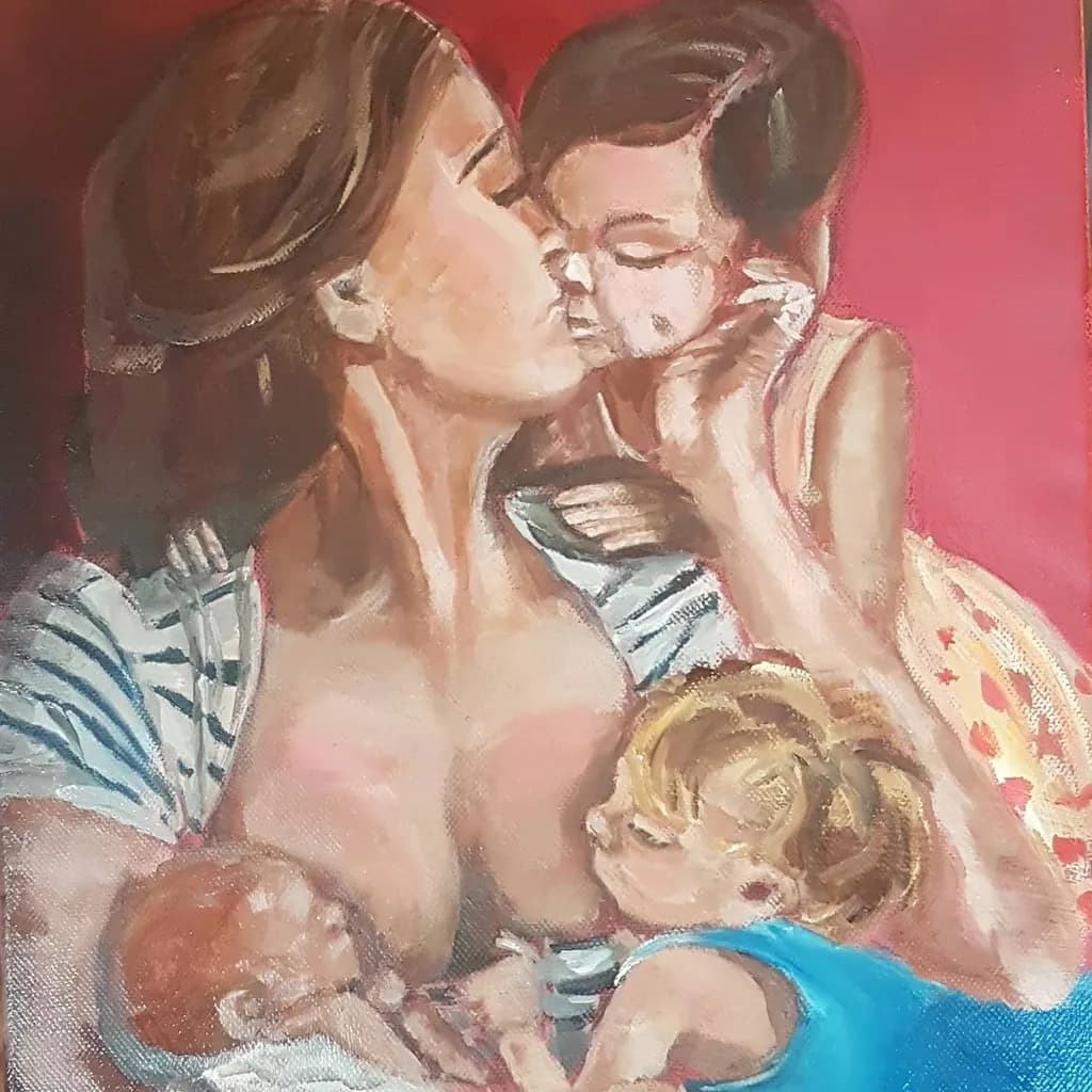 Mother and Children Embrace
