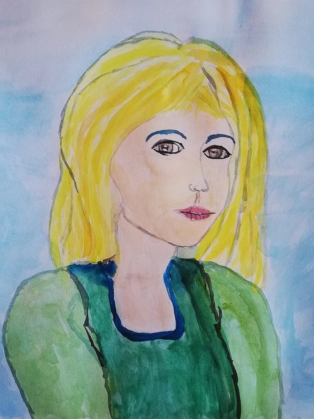 Blonde Portrait in Green