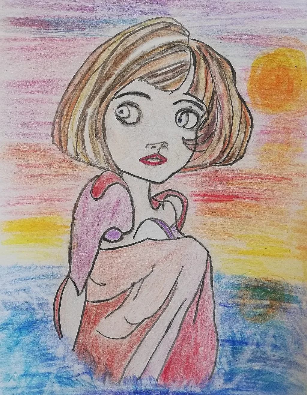 Girl at Sunset Sea