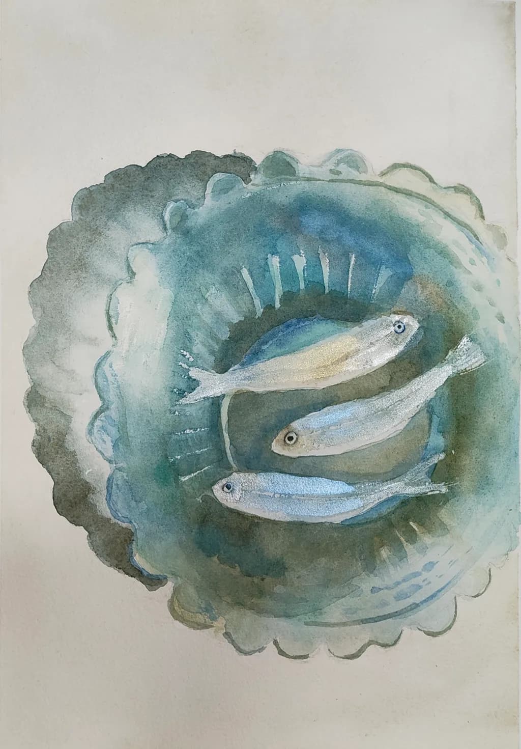 Fish on Blue Plate