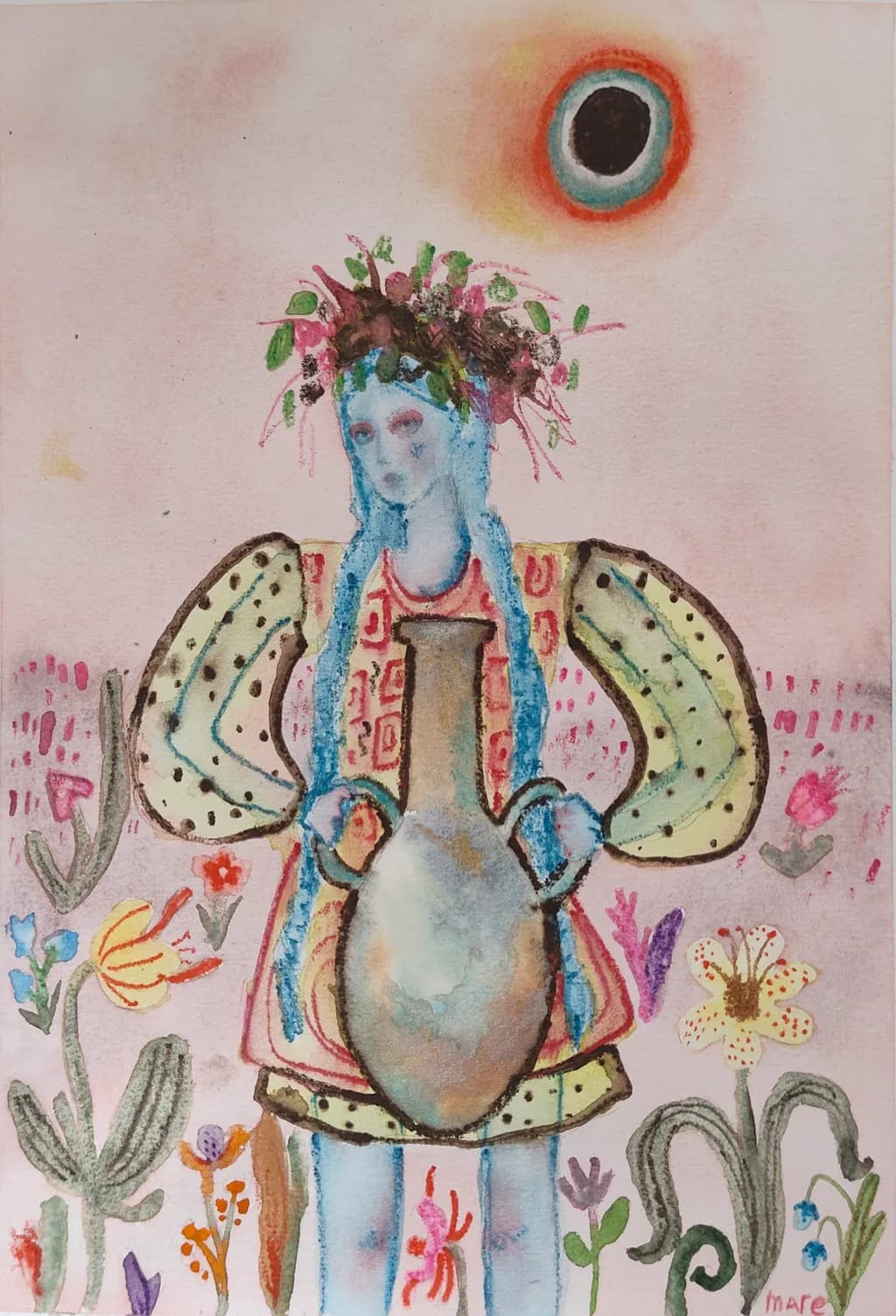 Floral Figure with Vase