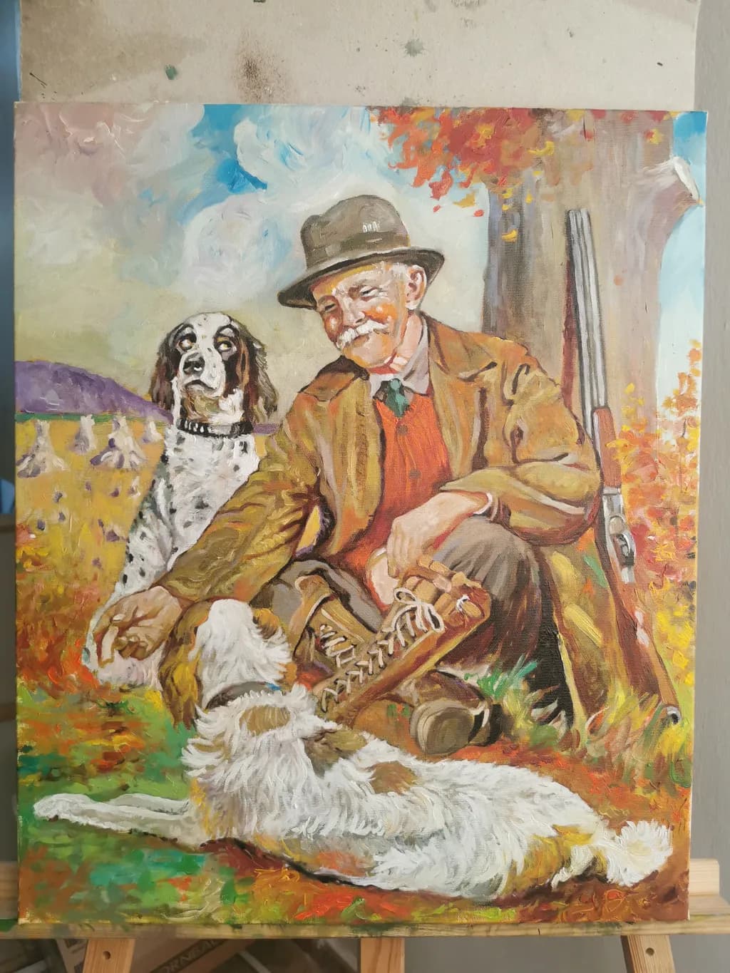 Old Man and Dogs