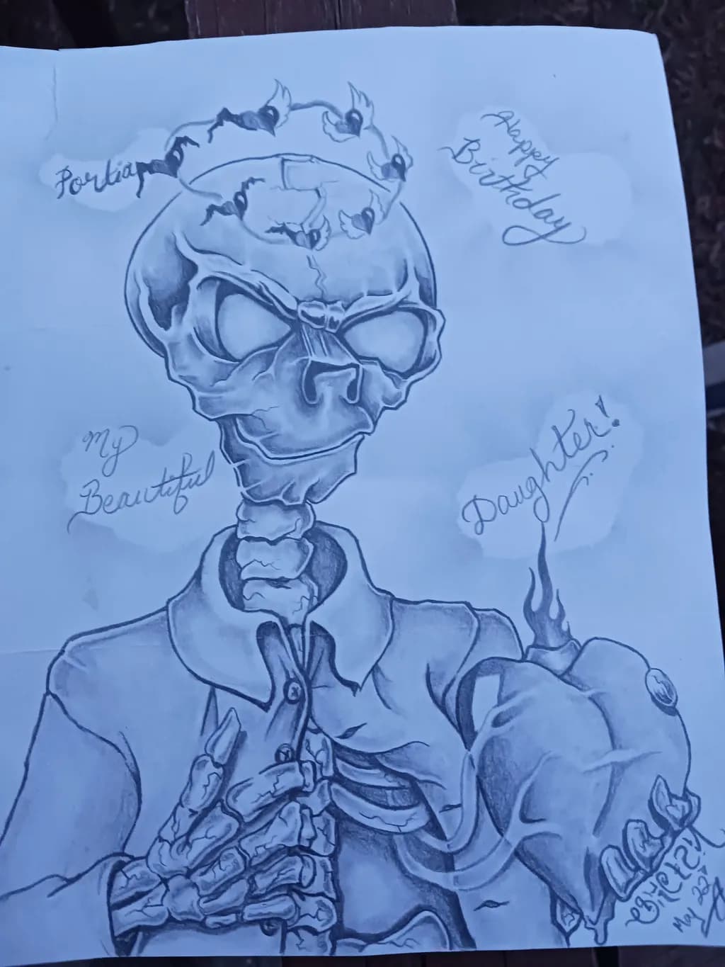 Skeleton Portrait with Heart