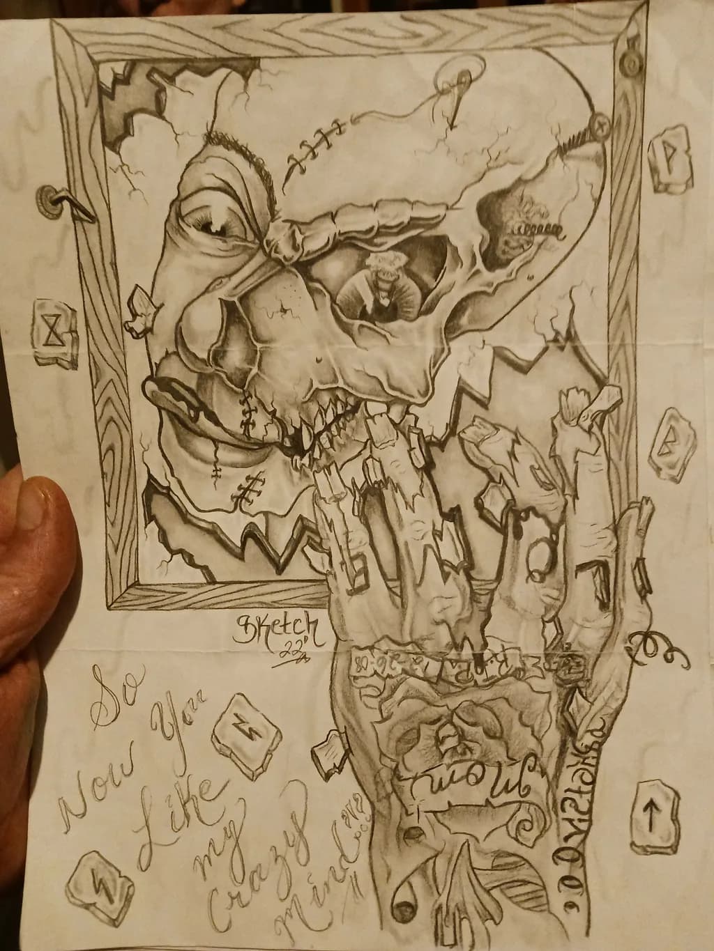 Skull and Hand Sketch