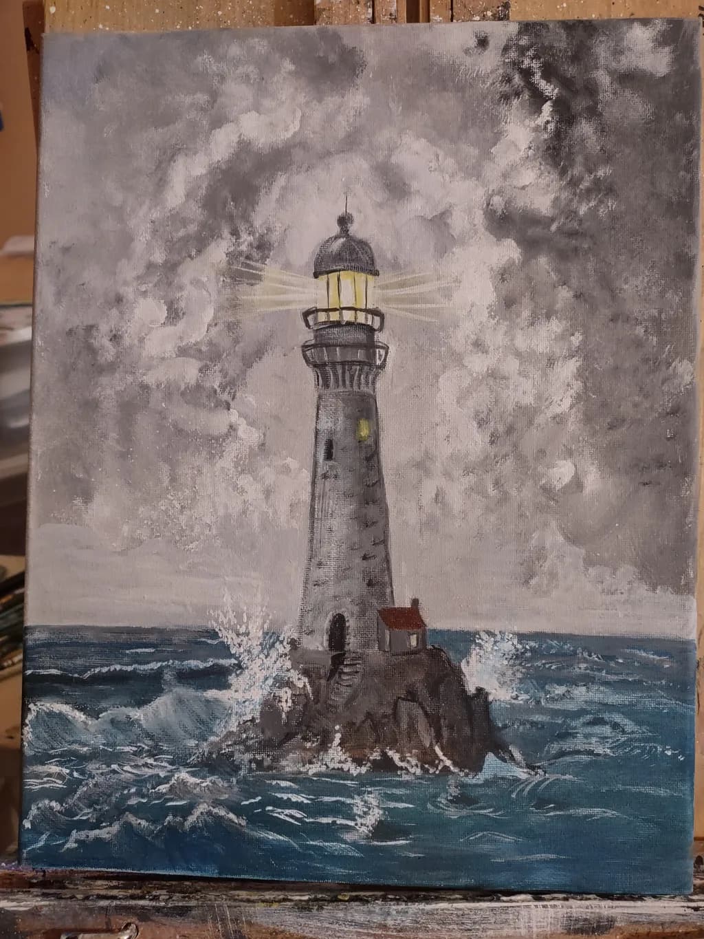 Lighthouse on Rocky Sea