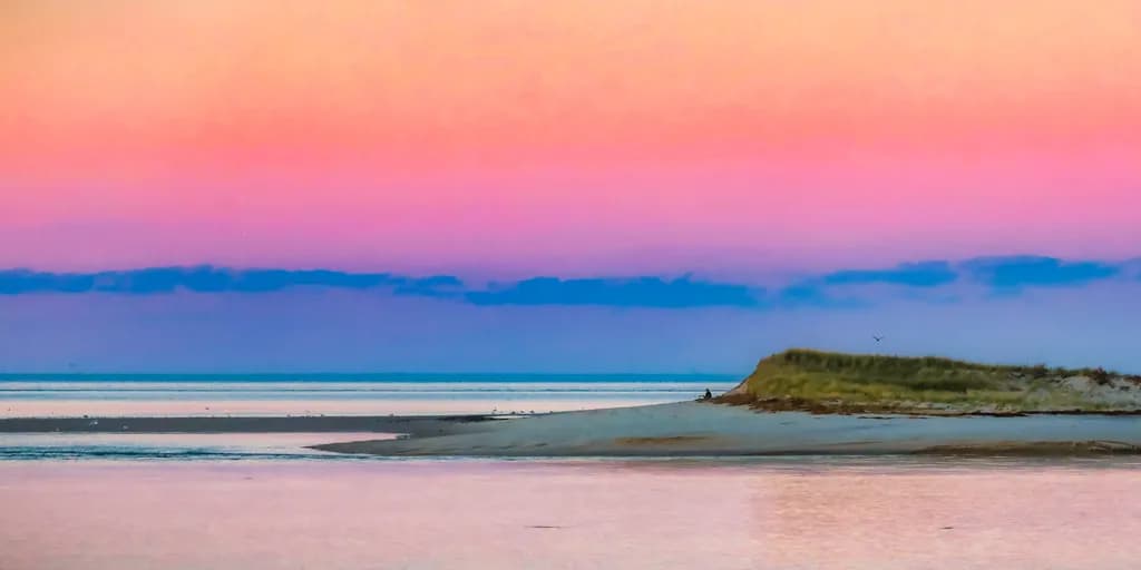 Pink Sky Over Sandbar