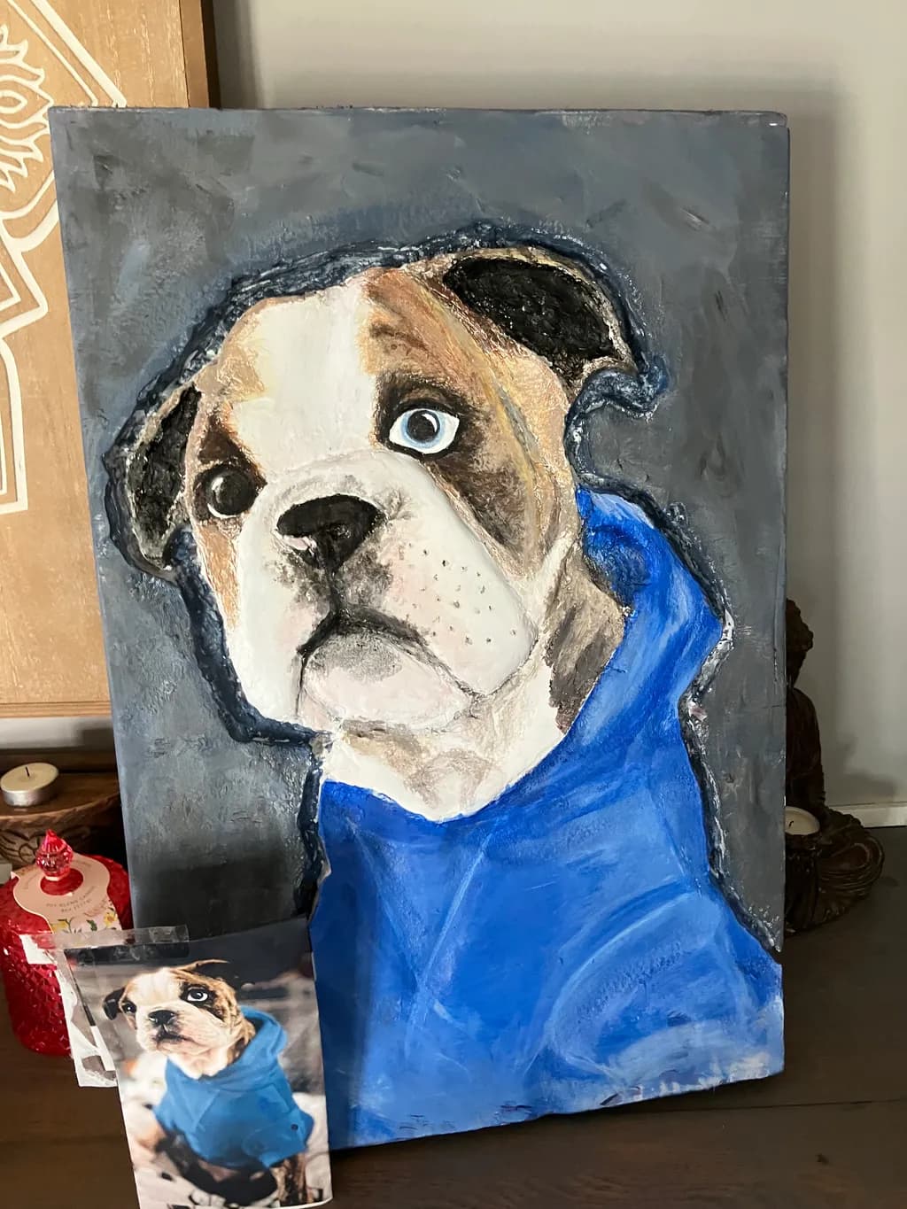 Bulldog in Blue Hoodie