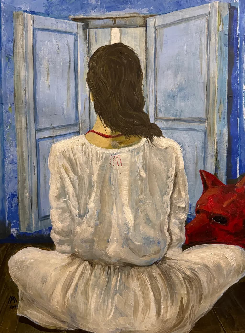 Woman by Blue Windows