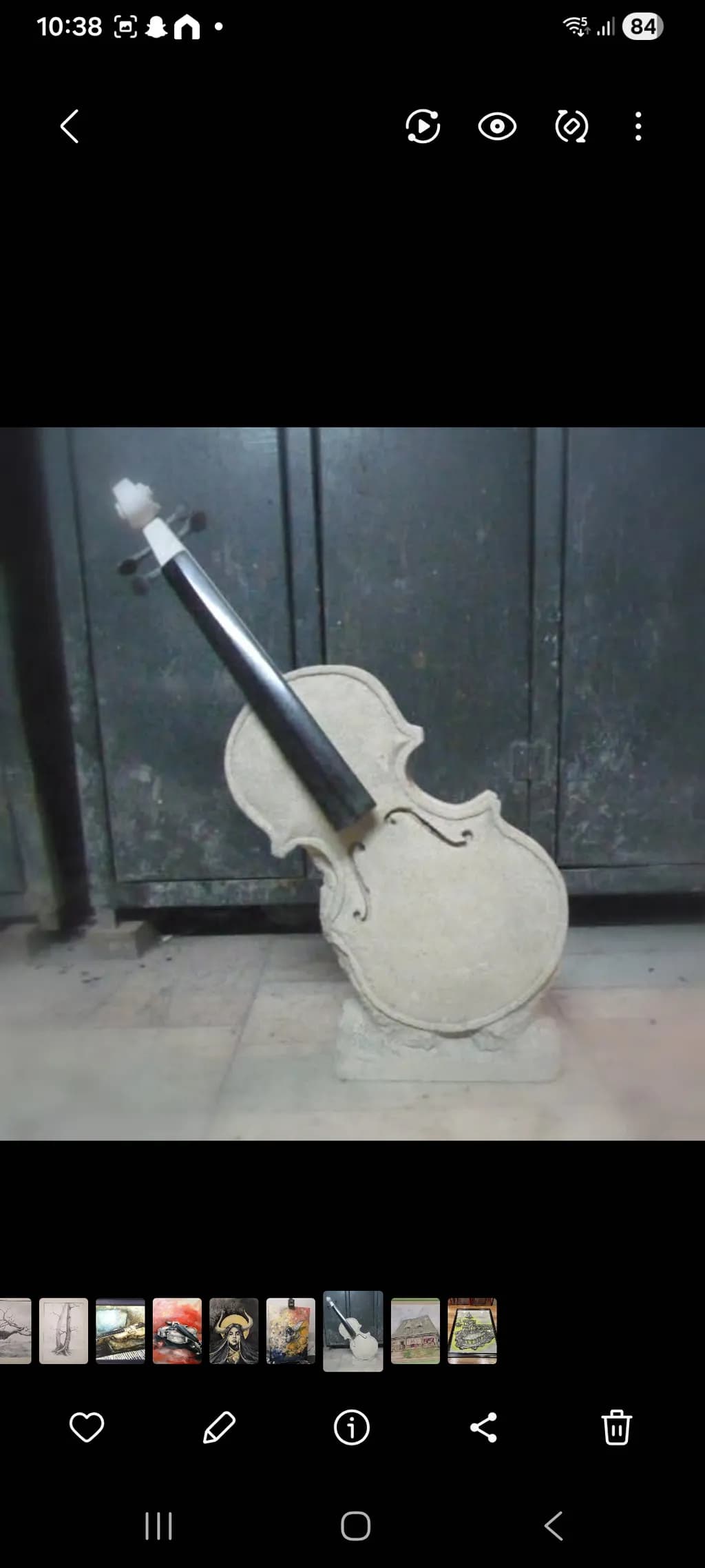 Stone Violin Sculpture