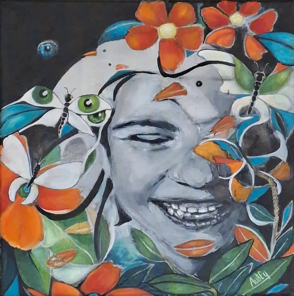 Floral Face and Butterflies