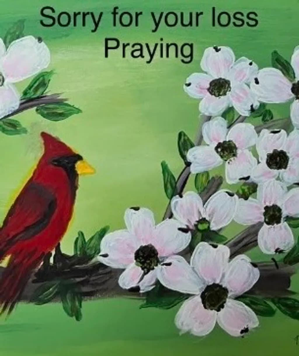 Cardinal and Flowers Condolence