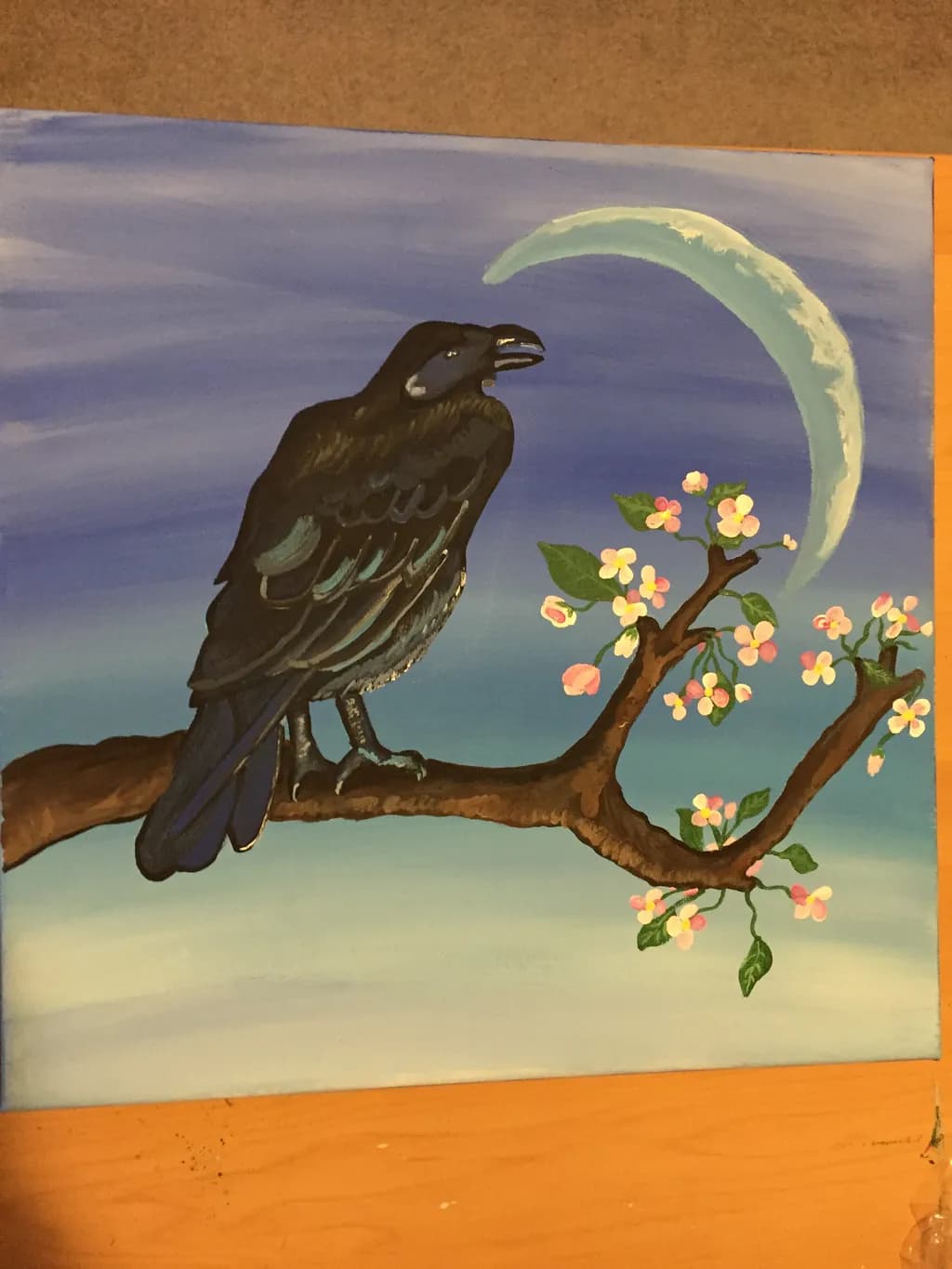 Raven on Blossoming Branch