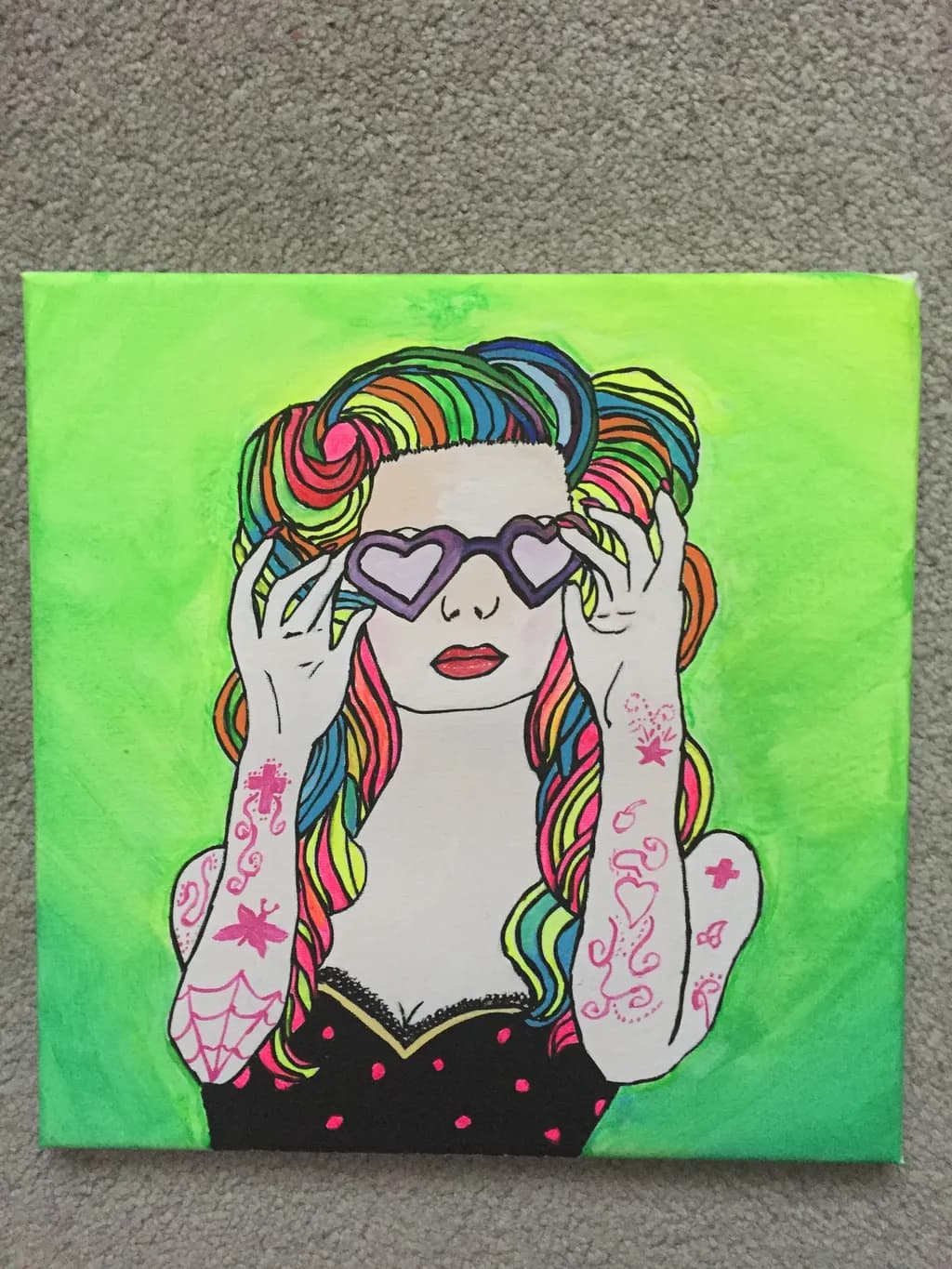Tattooed Woman with Rainbow Hair