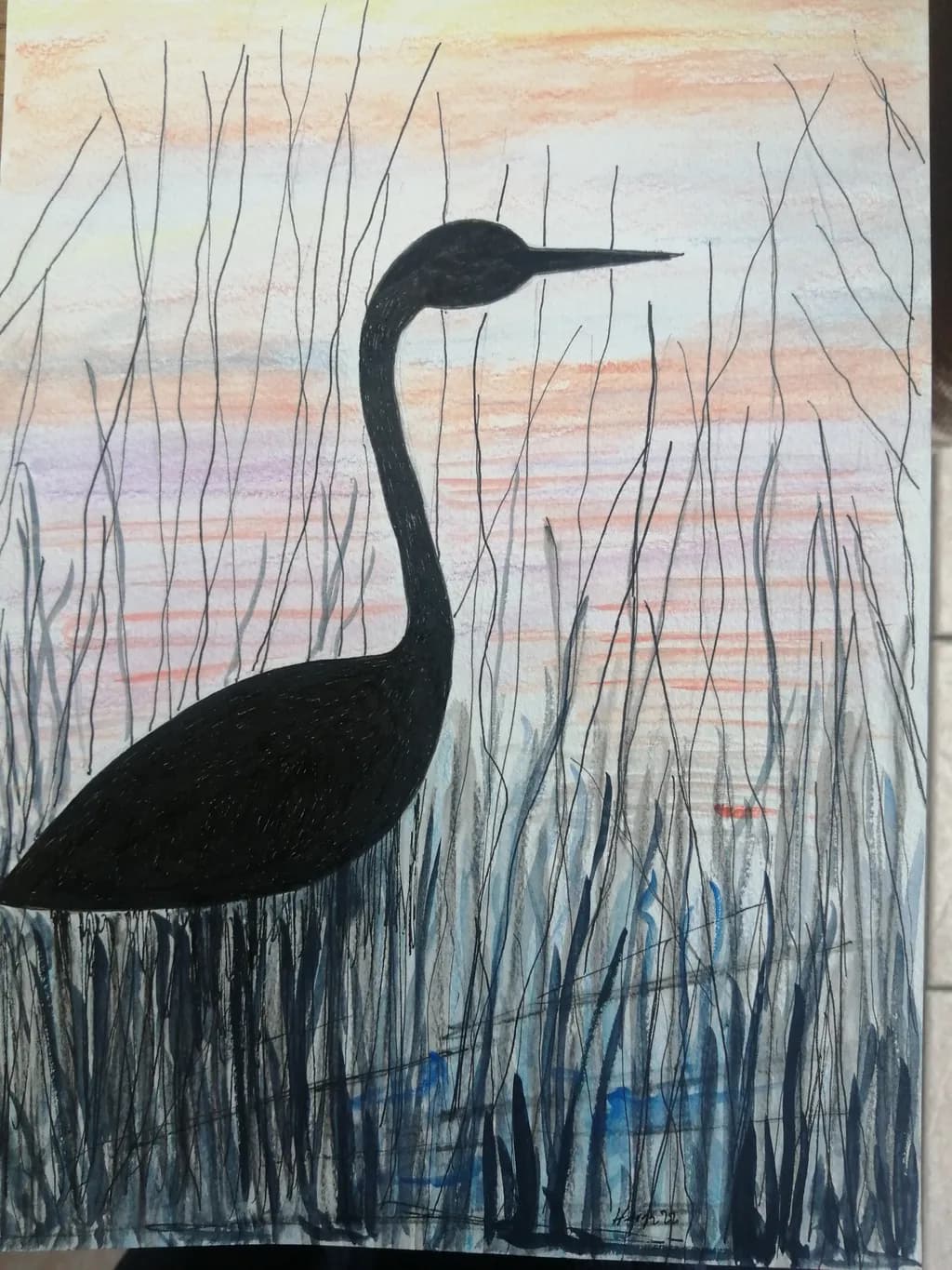 Heron Marsh Silhouette