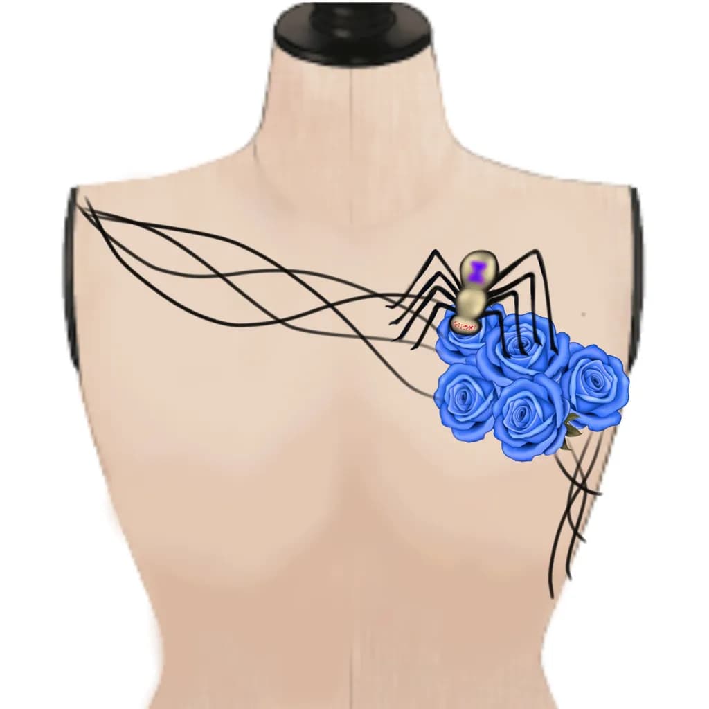 Spider and Blue Roses Tattoo