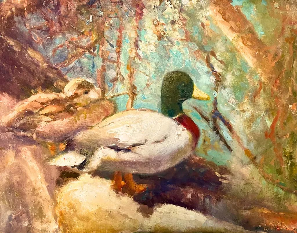 Mallard and Duckling Resting