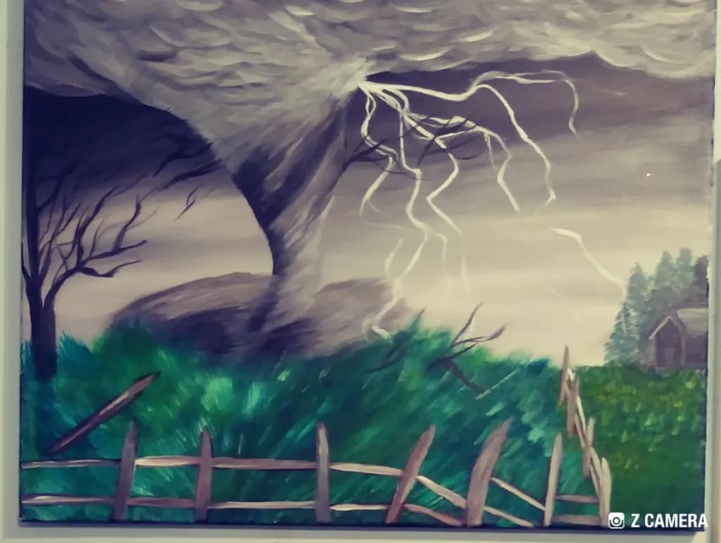 Storm Over Fence and Trees