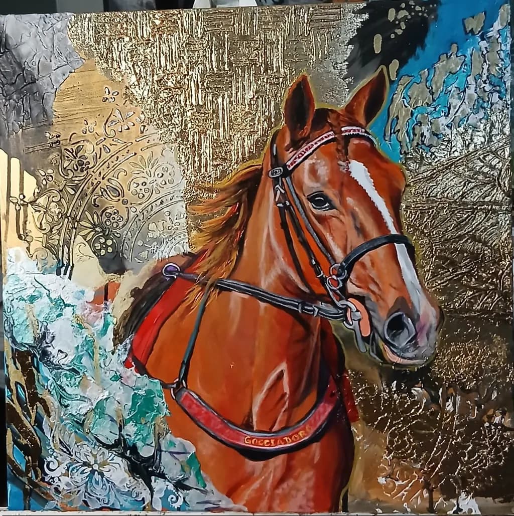 Horse Portrait with Textured Background