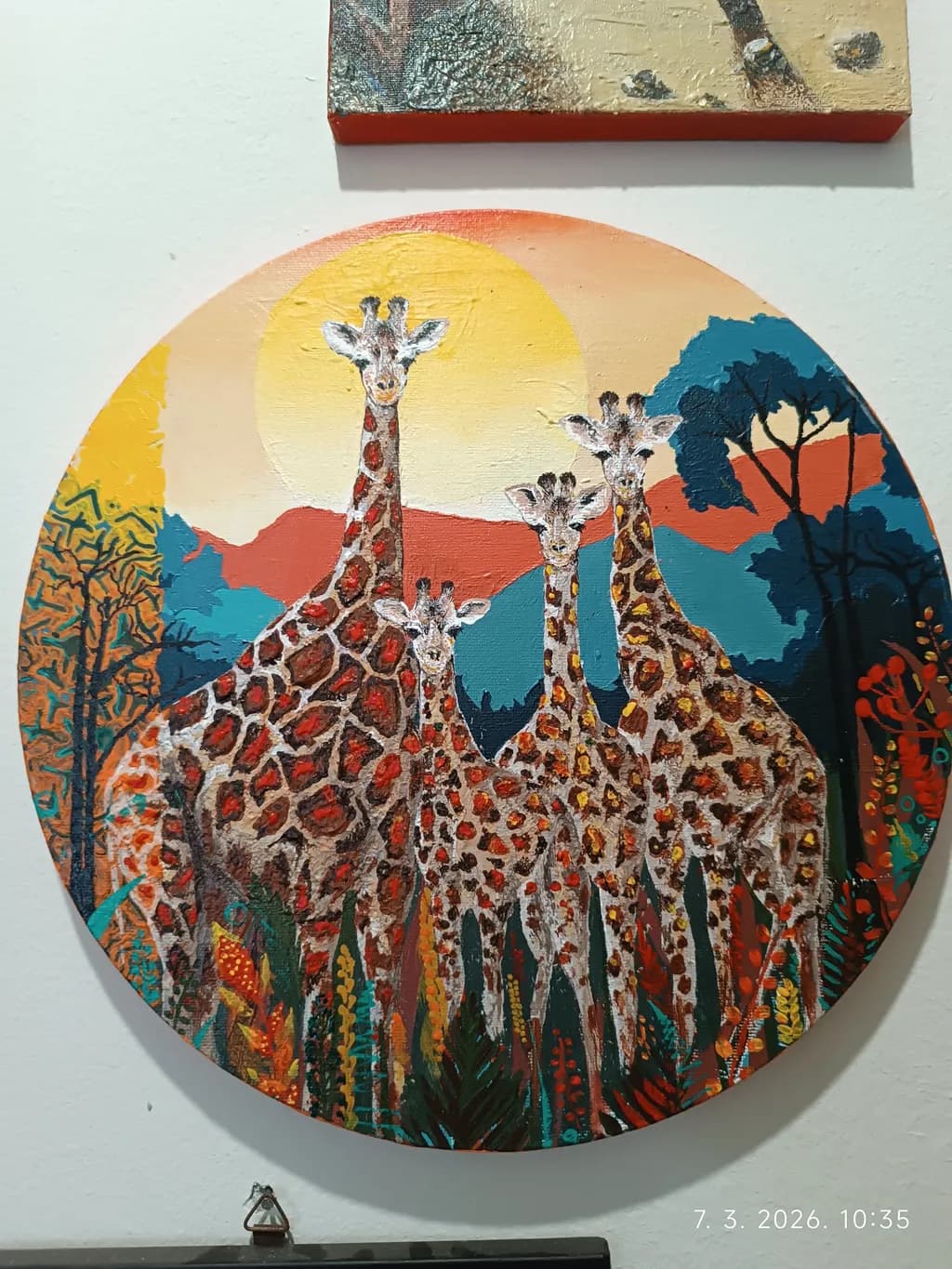 Giraffe Family Sunset