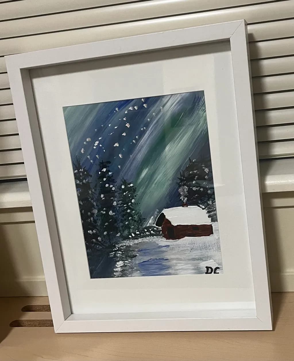 Snowy Cabin Night