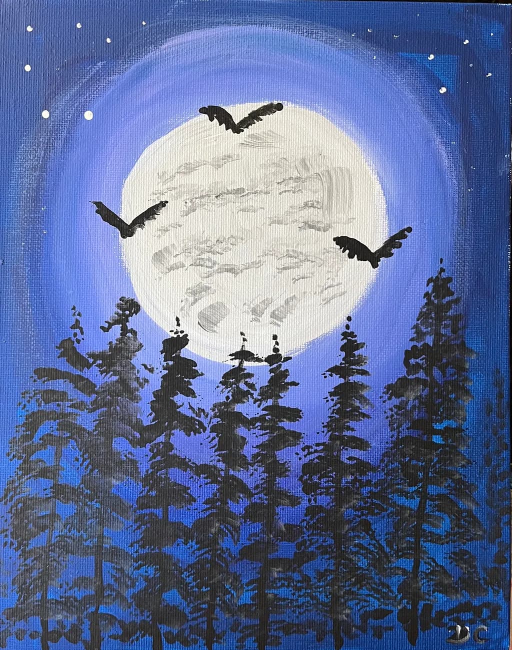 Moonlit Forest with Bats