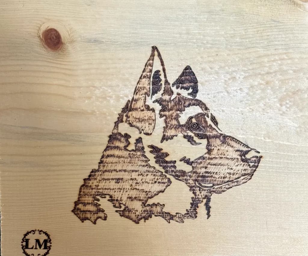 Husky Portrait Woodburning