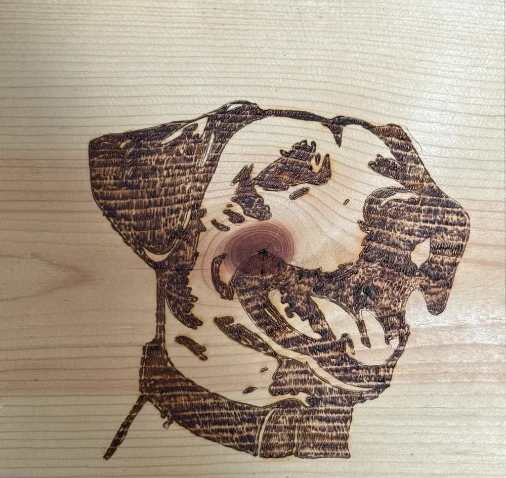 Woodburned Dog Portrait