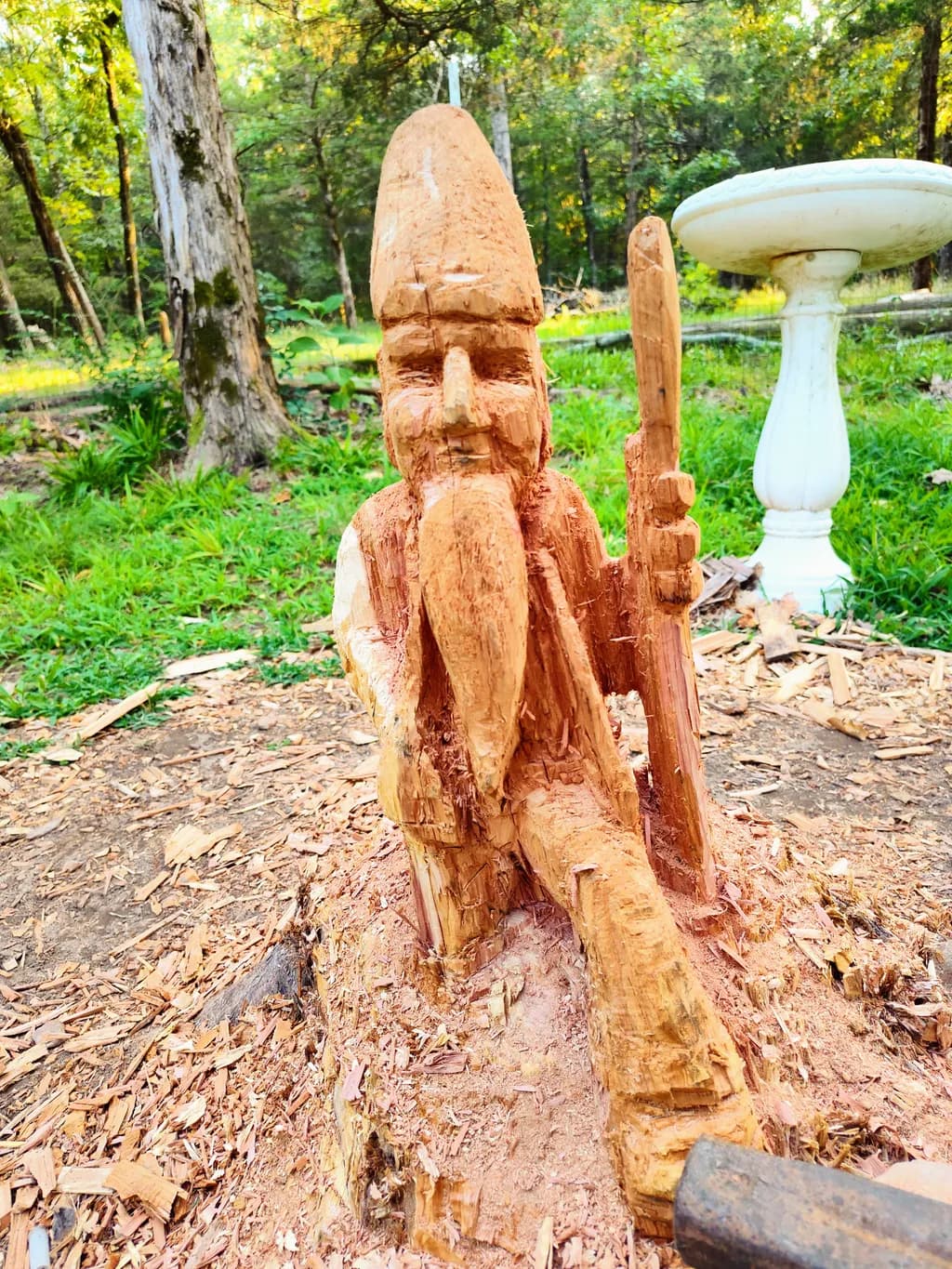 Wooden Gnome Sculpture