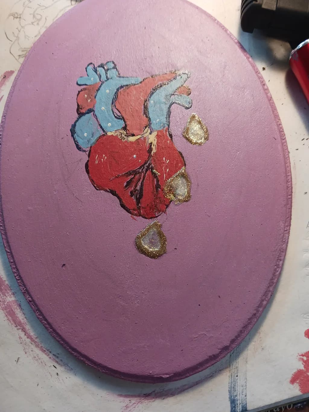Anatomical Heart with Gold Accents