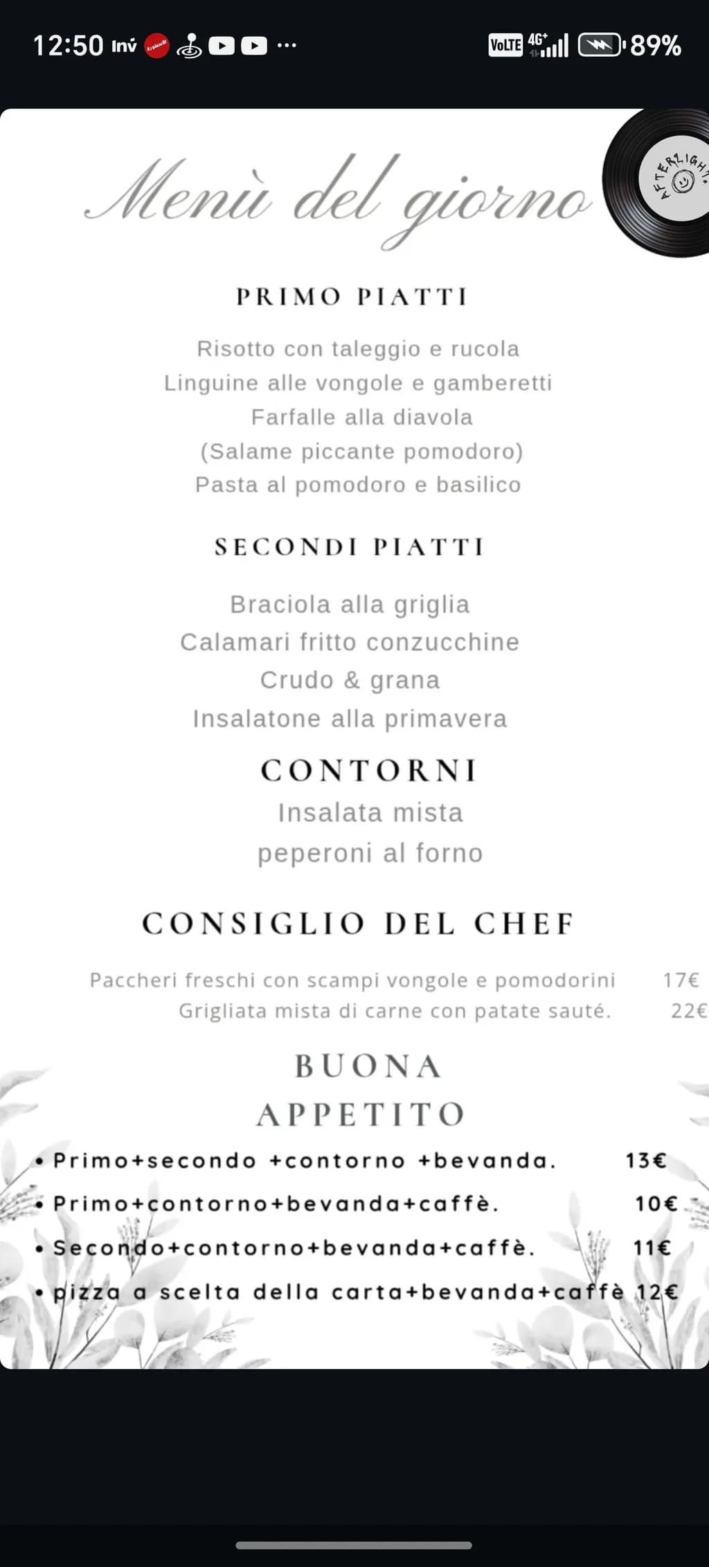 Menù del Giorno