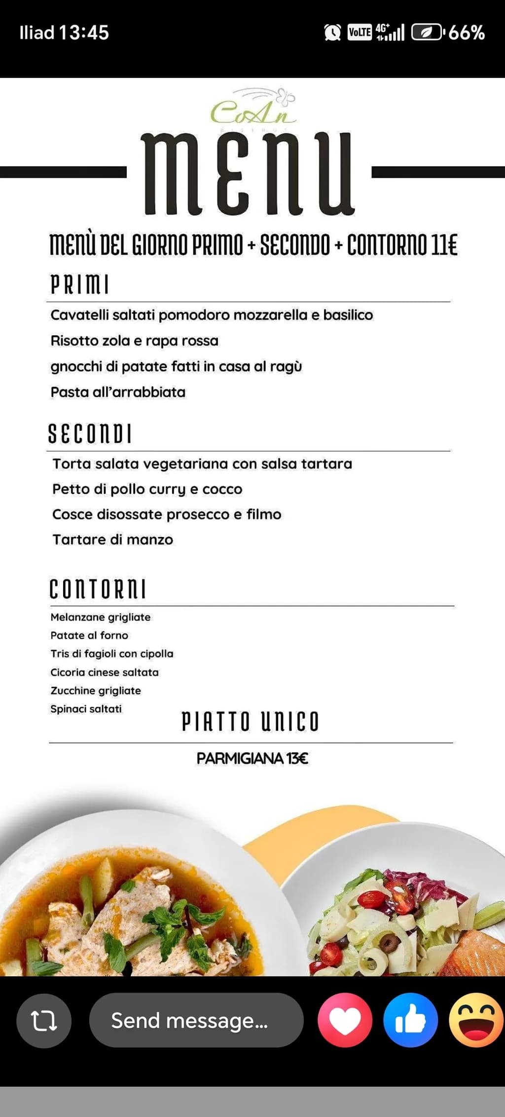 Italian Menu Selection
