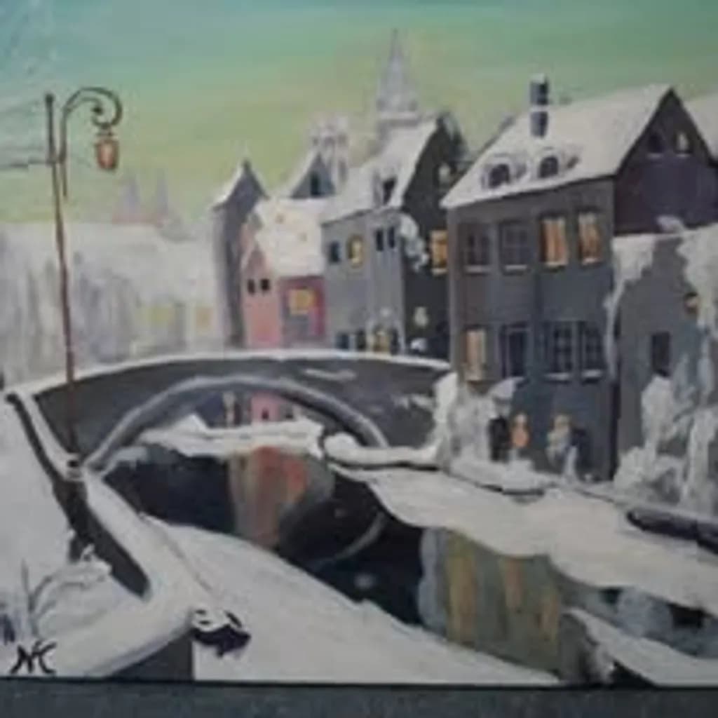Snowy Bridge and Houses