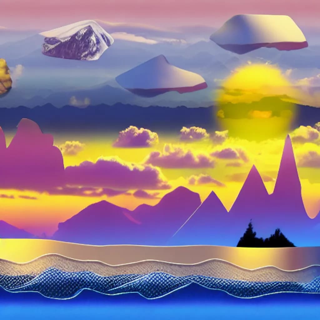 Floating Mountains Sunset