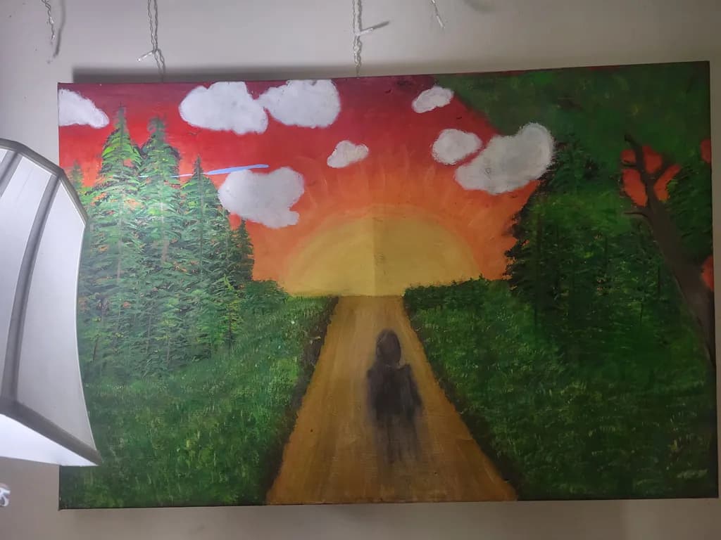 Sunset Path with Trees