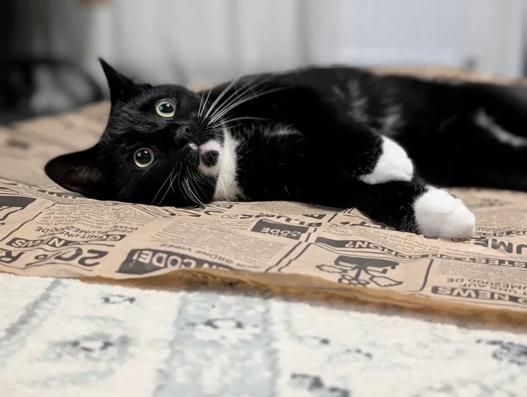 Black and White Cat Resting