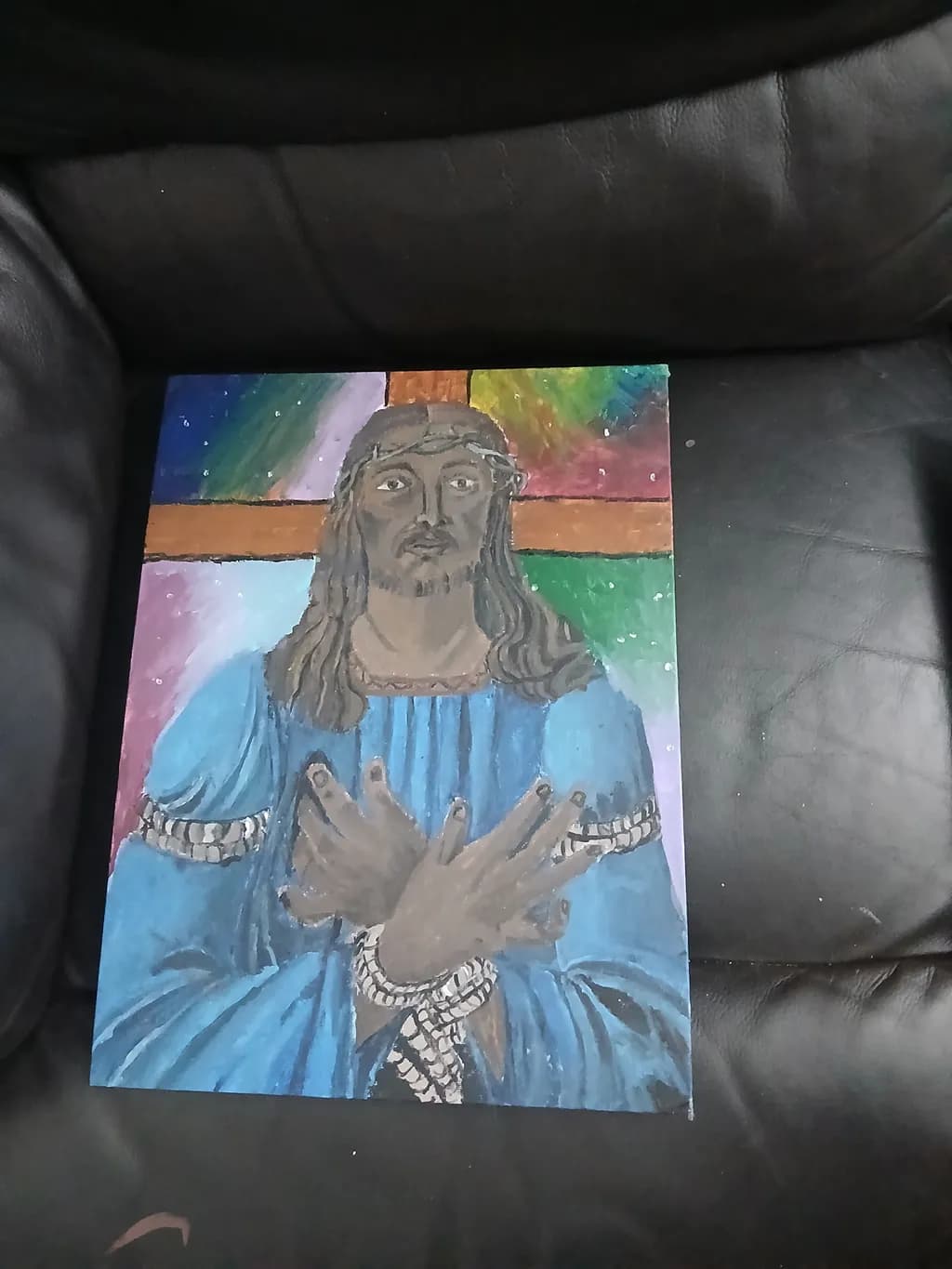 Cross Behind Figure
