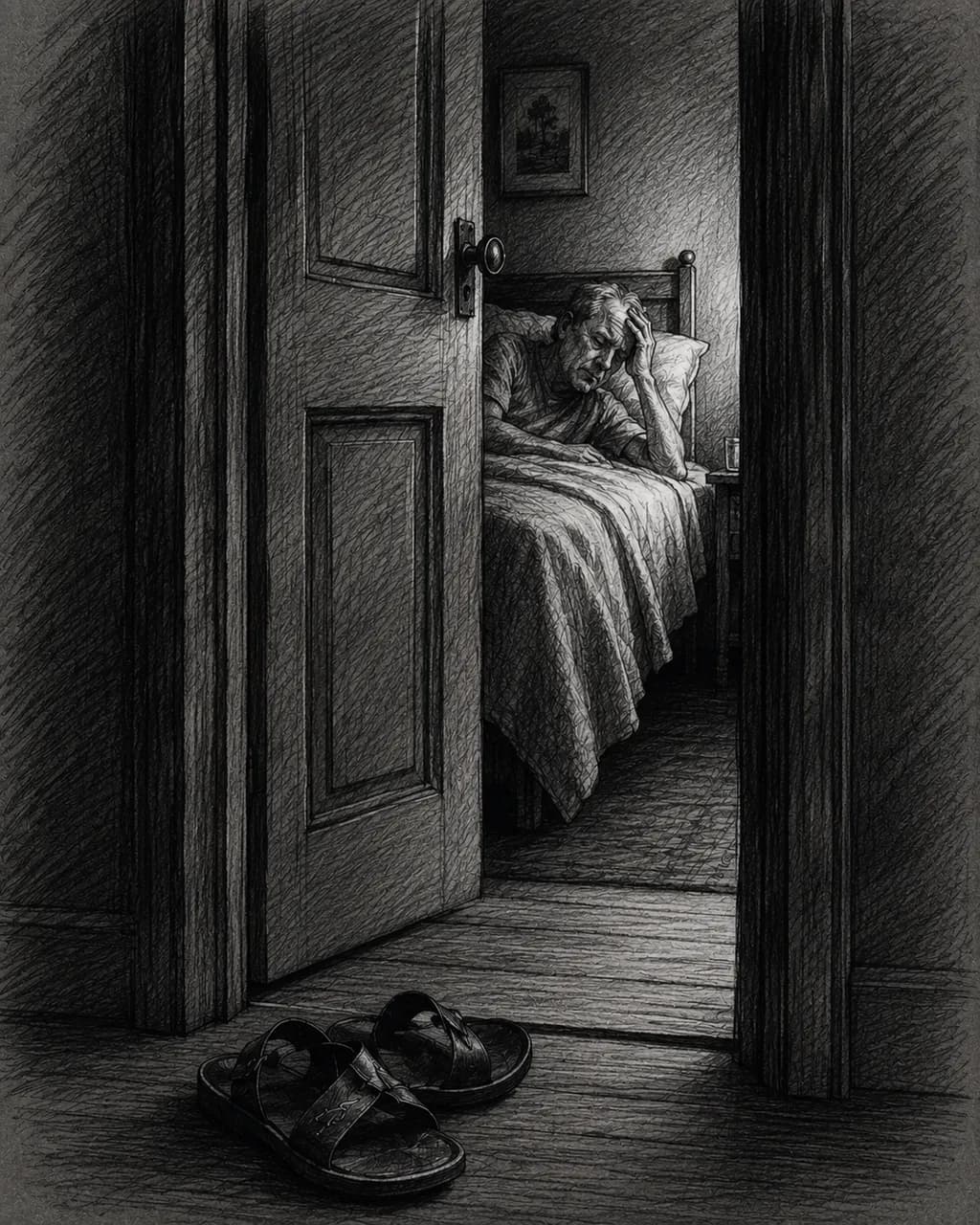 Elderly Man in Bedroom