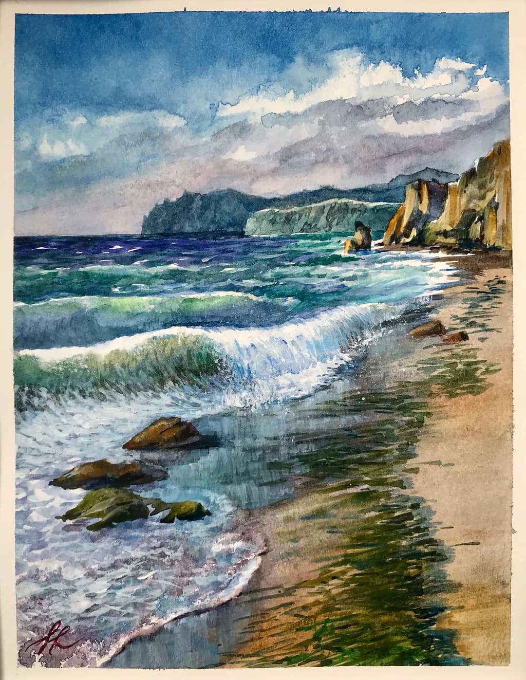 Coastal Wave and Cliffs