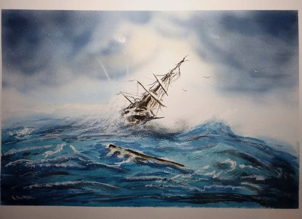 Storm at Sea with Ship