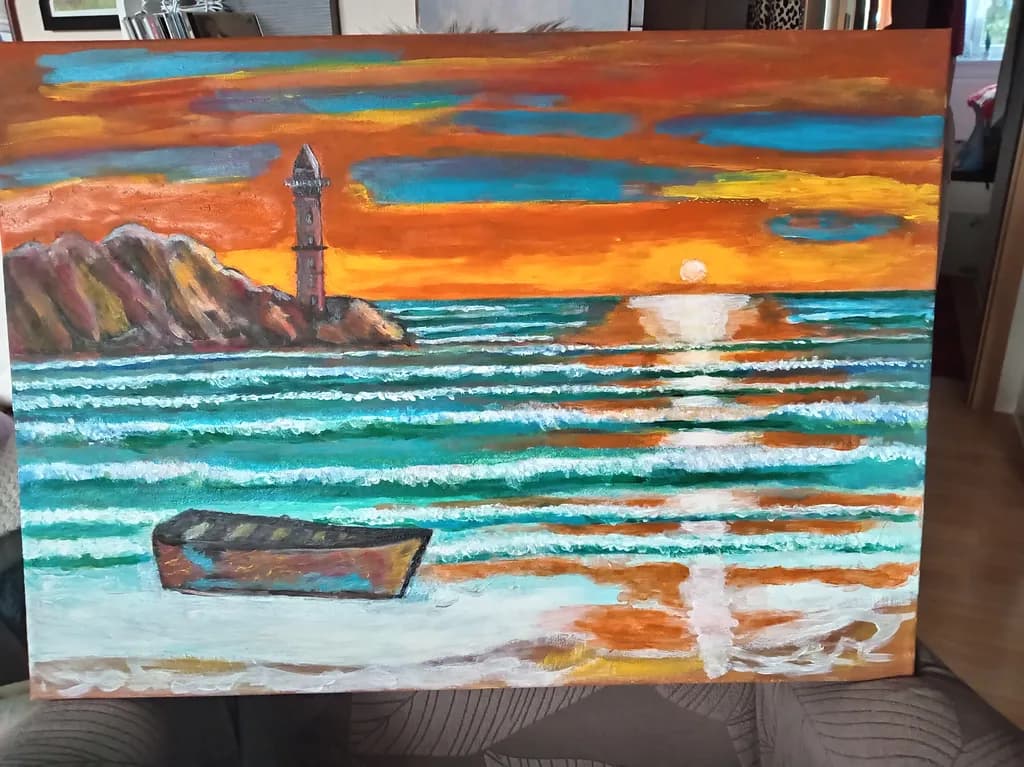 Ocean Sunset with Lighthouse