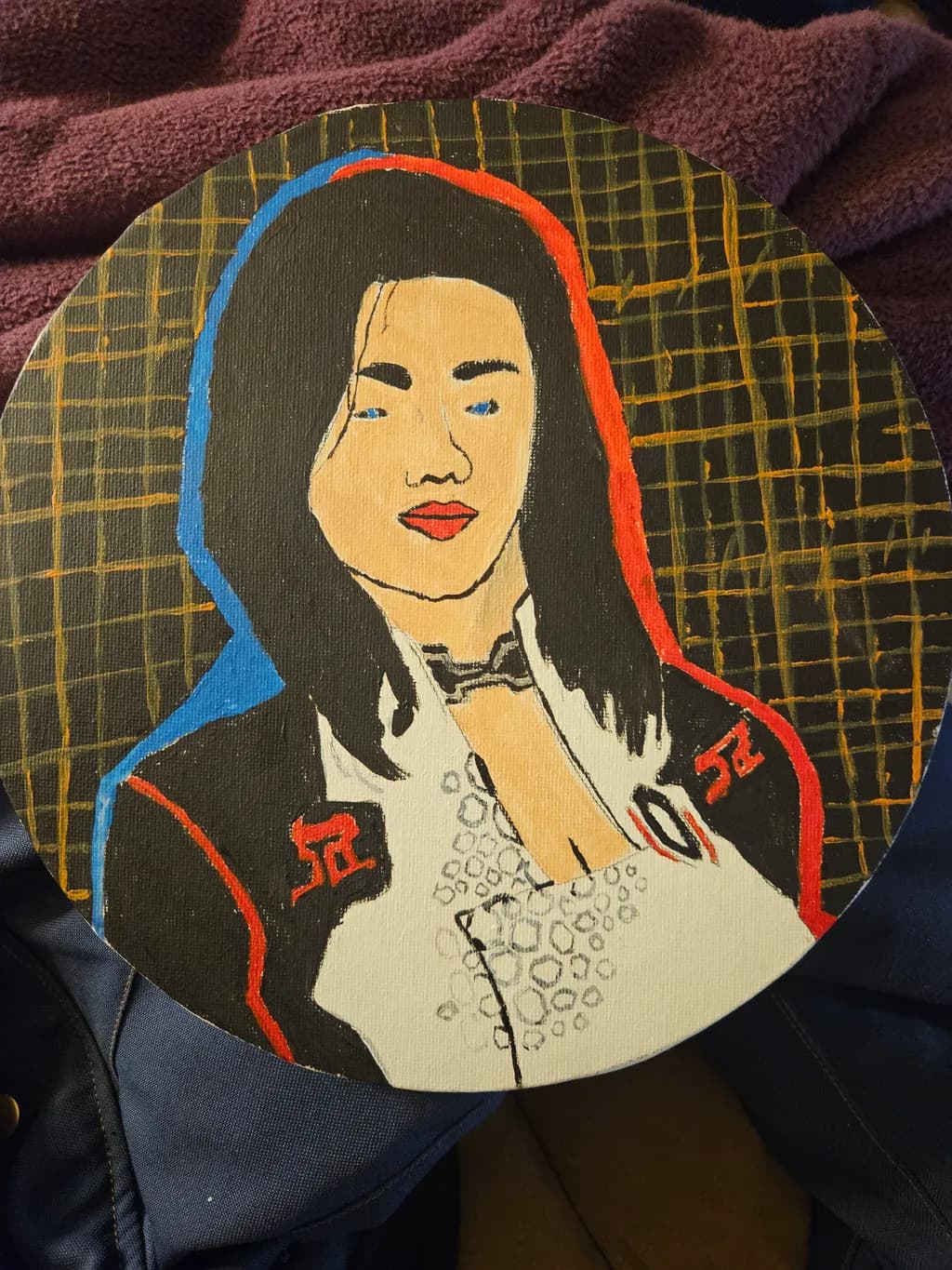 Portrait with Grid Background