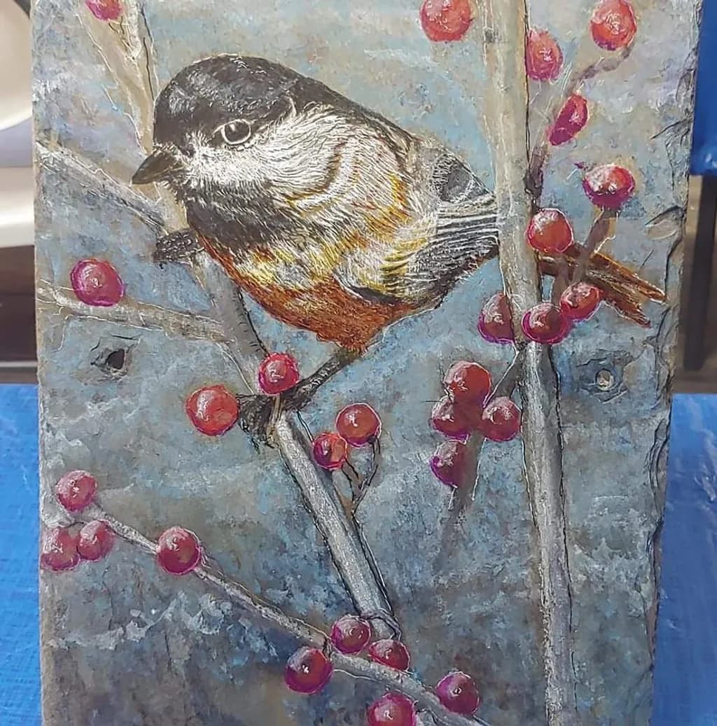 Bird on Berry Branch