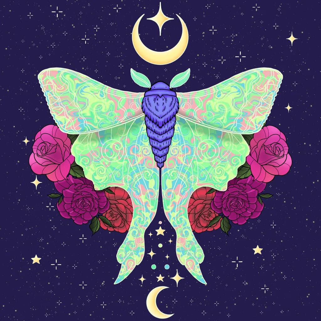 Celestial Moth and Roses