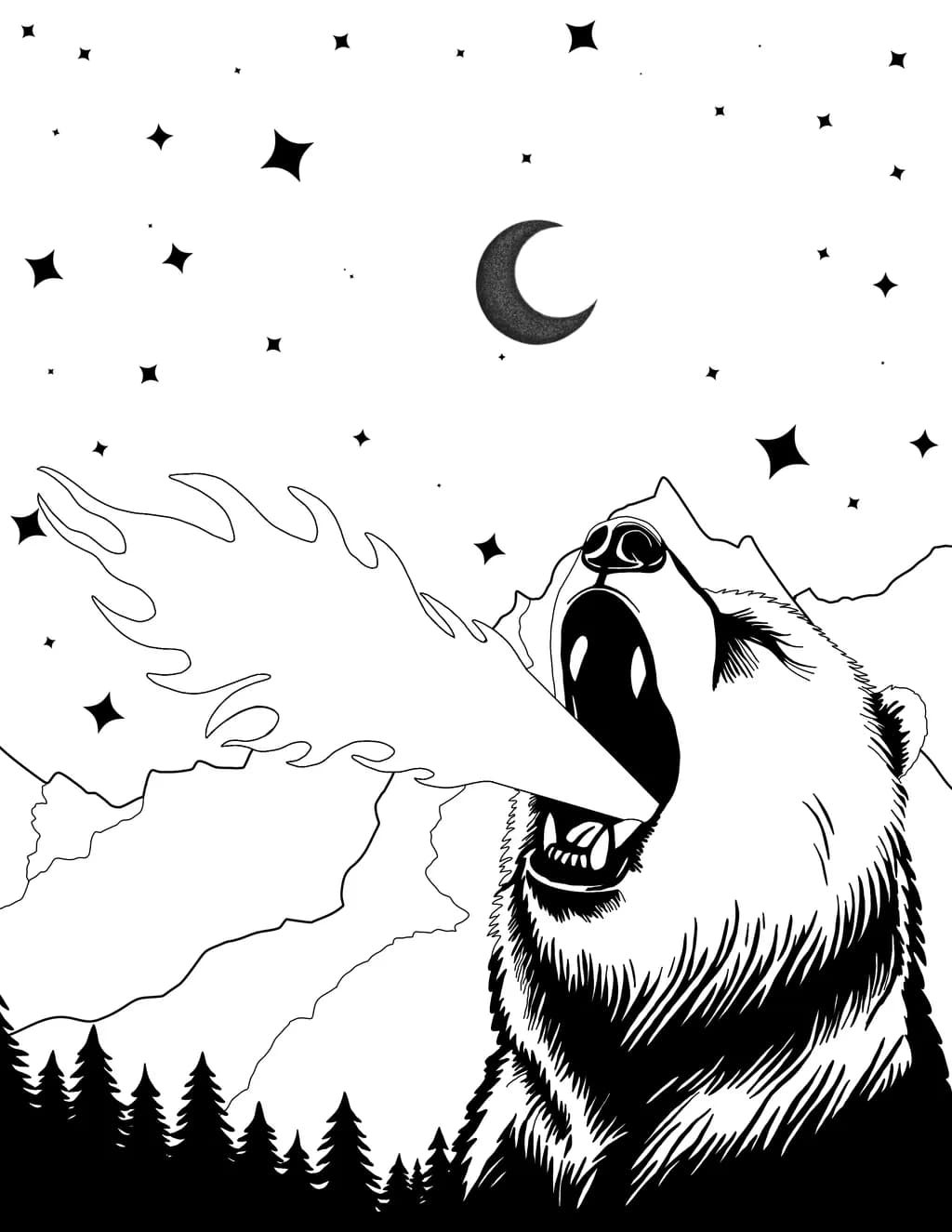 Bear Forest Night
