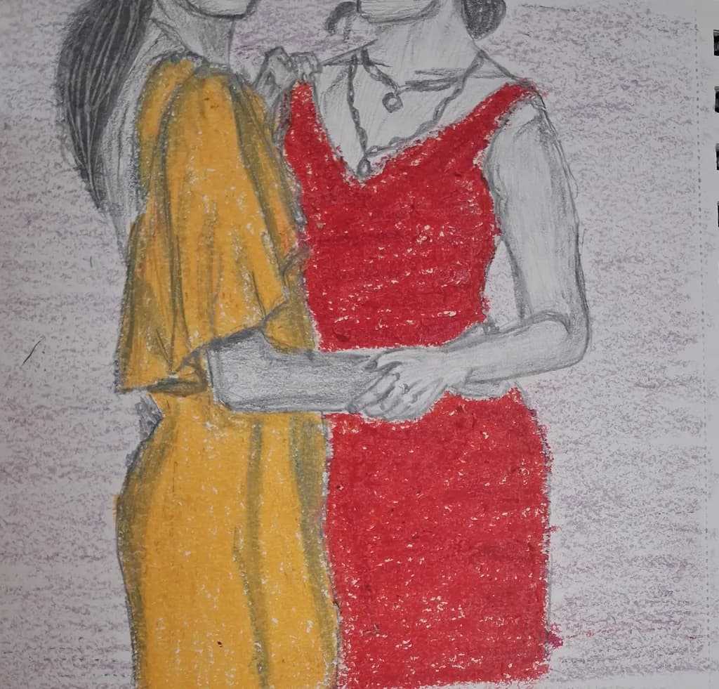 Embrace in Red and Ochre