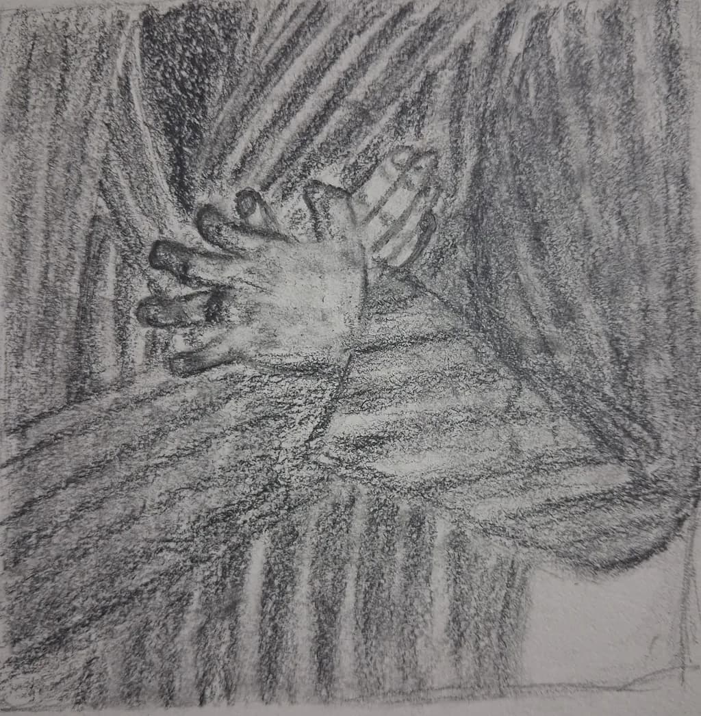 Graphite Hands in Shadow