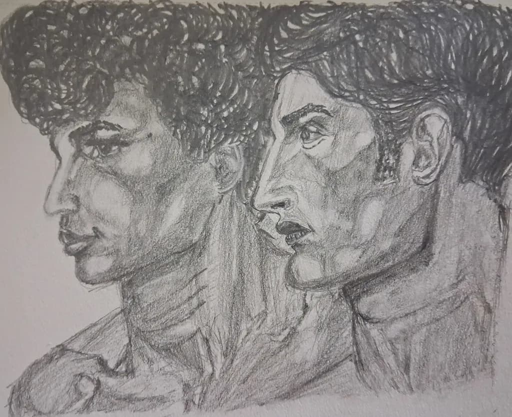 Double Portrait in Charcoal
