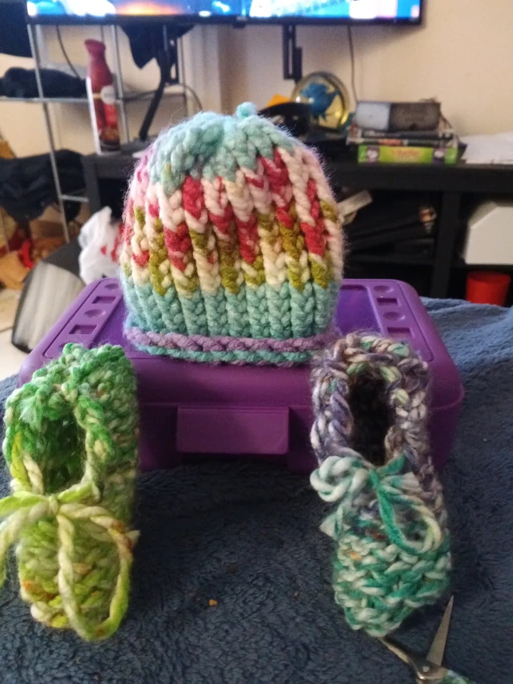 Chunky Knit Hat and Booties