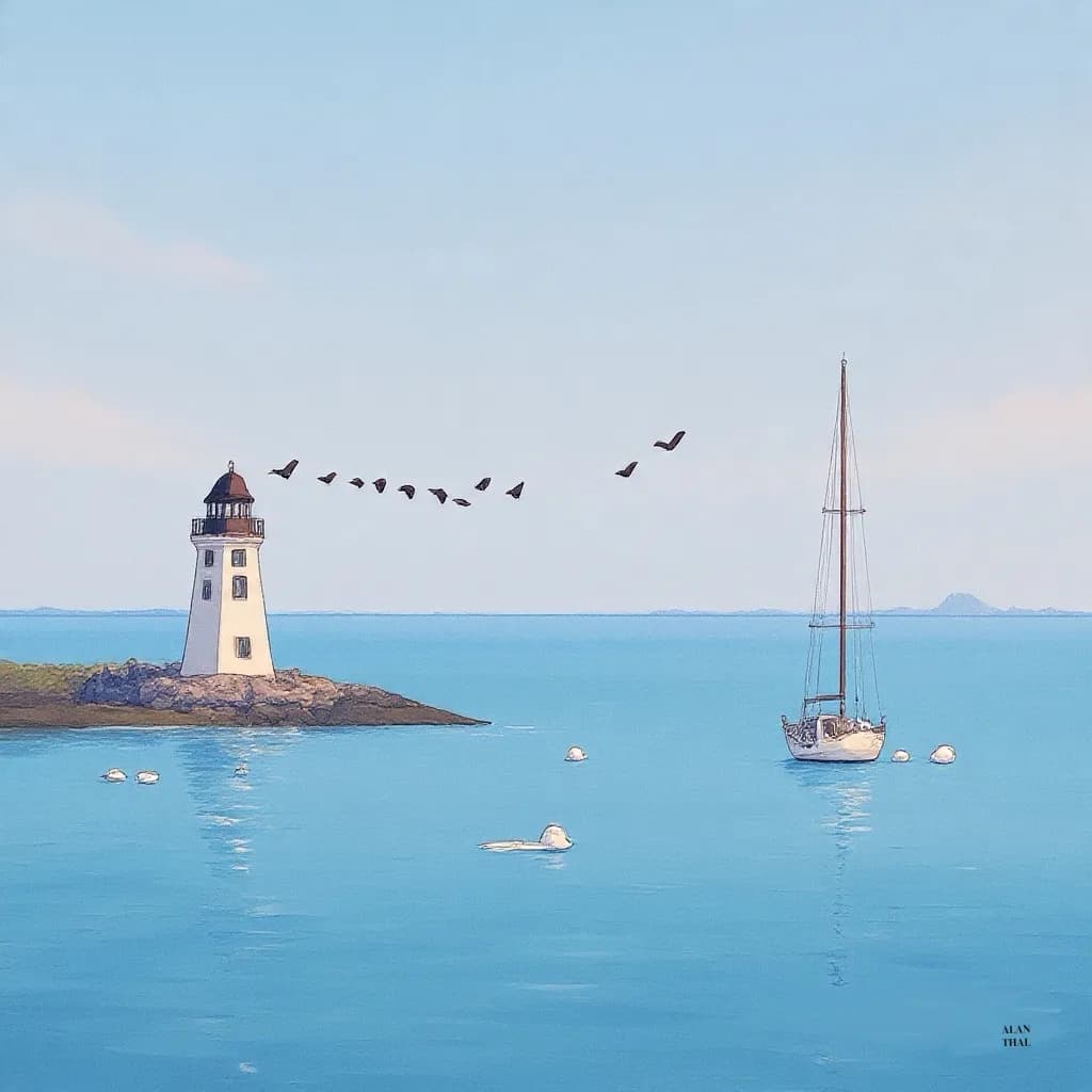 Lighthouse and Sailboat